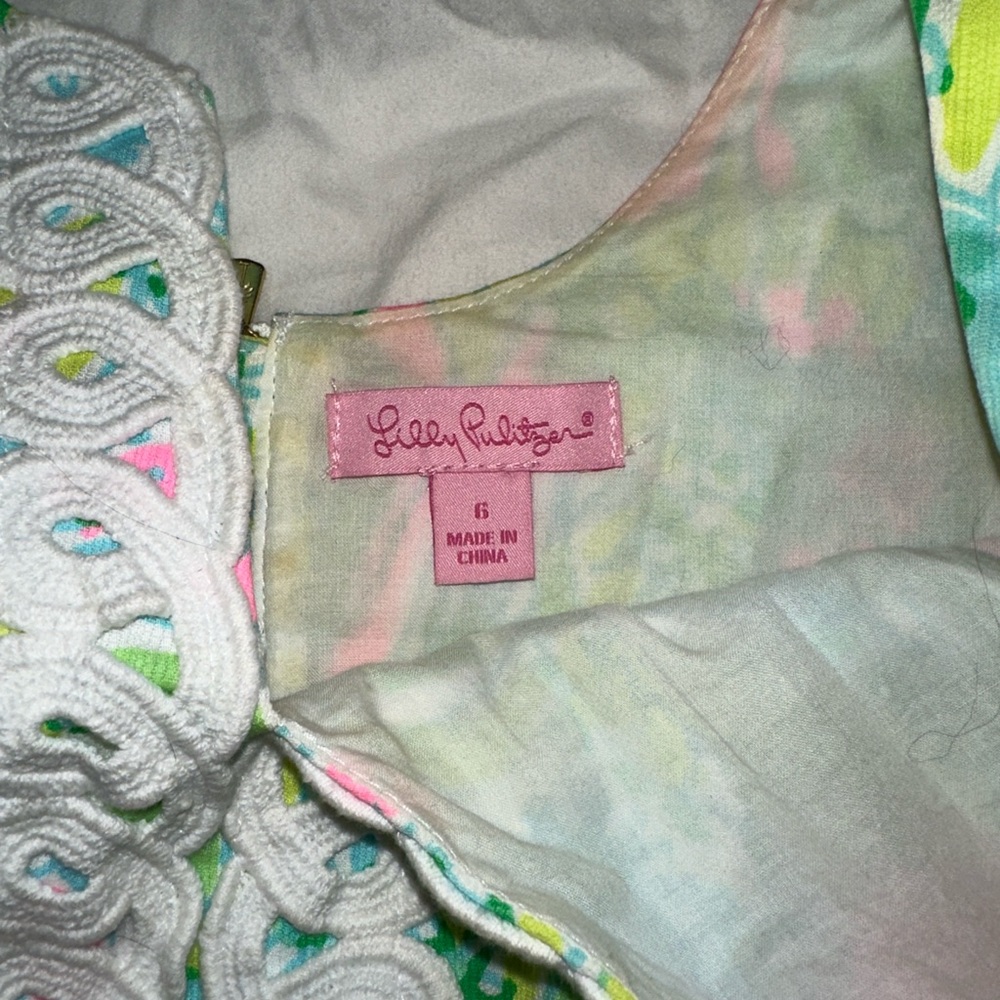 Lilly Pulitzer Pastel Dress with White Lace - Picture 3 of 3